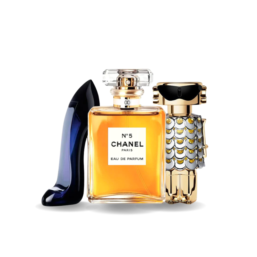 Zestaw 3 perfum Carolina Herrera GOOD GIRL, Chanel Nº5 i Paco Rabanne FAME