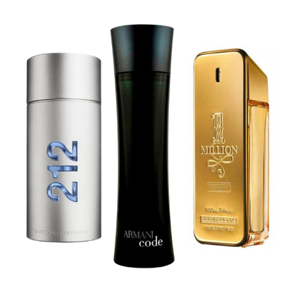 Zestaw 3 perfum 212 Men NYC, Paco Rabanne One Million, Armani Code Homme 100ml