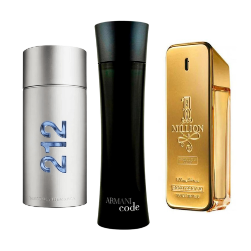 Zestaw 3 perfum 212 Men NYC, Paco Rabanne One Million, Armani Code Homme 100ml