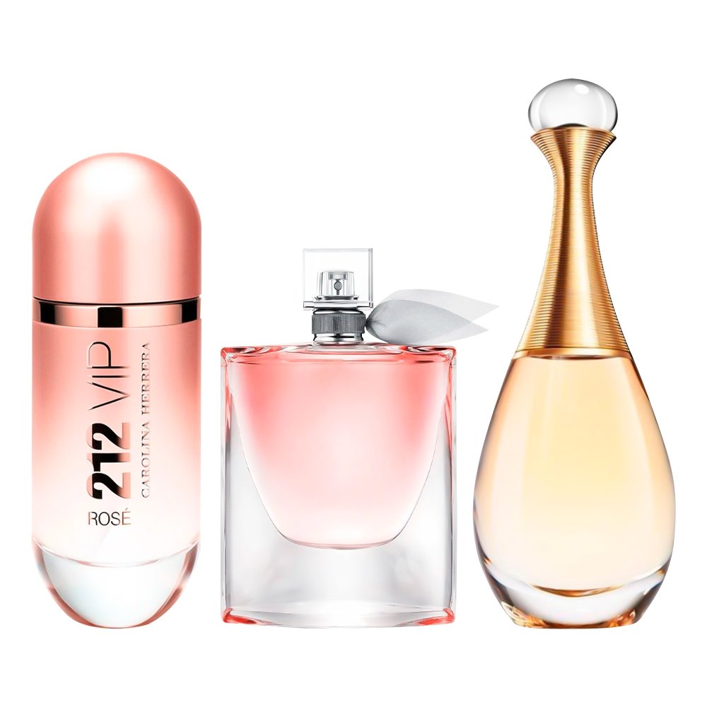Zestaw 3 Perfum Damskich - 212 VIP Rosé, La Vie est Belle i J'adore