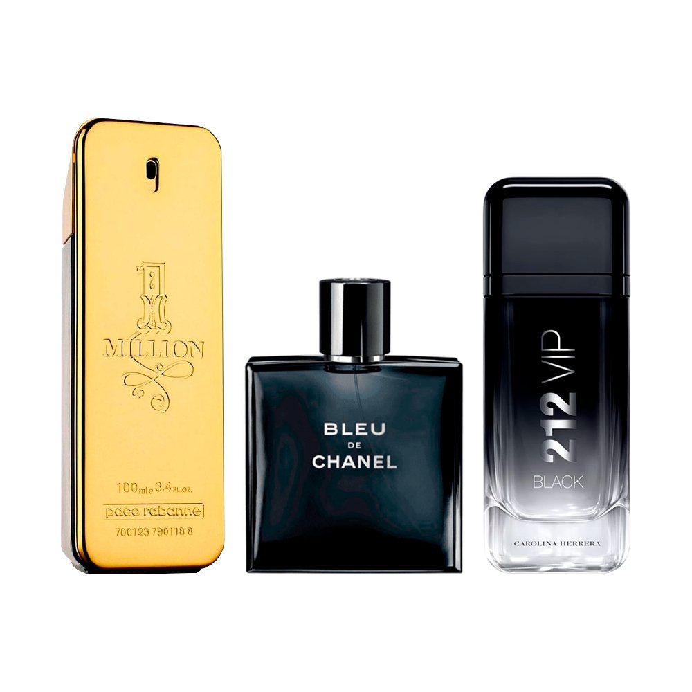 Zestaw 3 Perfum Męskich - 1 Million, Bleu de Chanel i 212 VIP Black