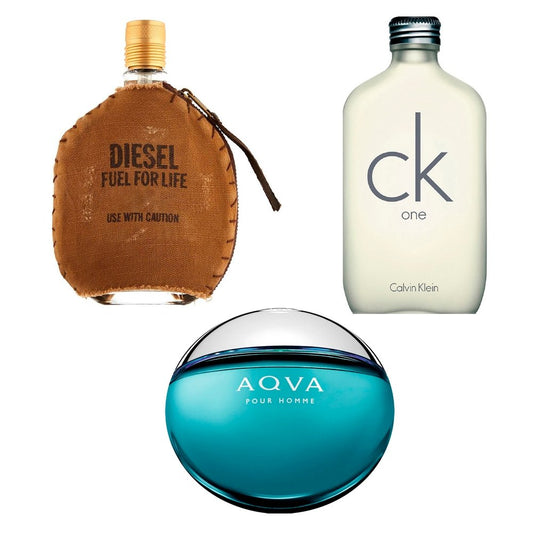Zestaw 3 Perfum Męskich - Diesel Fuel For Life, CK Be męskie i Bvlgari Aqva